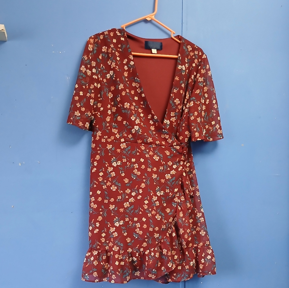 Floral Wrap Dress in Red by Blue Rain